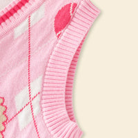 Girls Pink Bear Jacquard Sweater Vest Sweaters & Cardigans