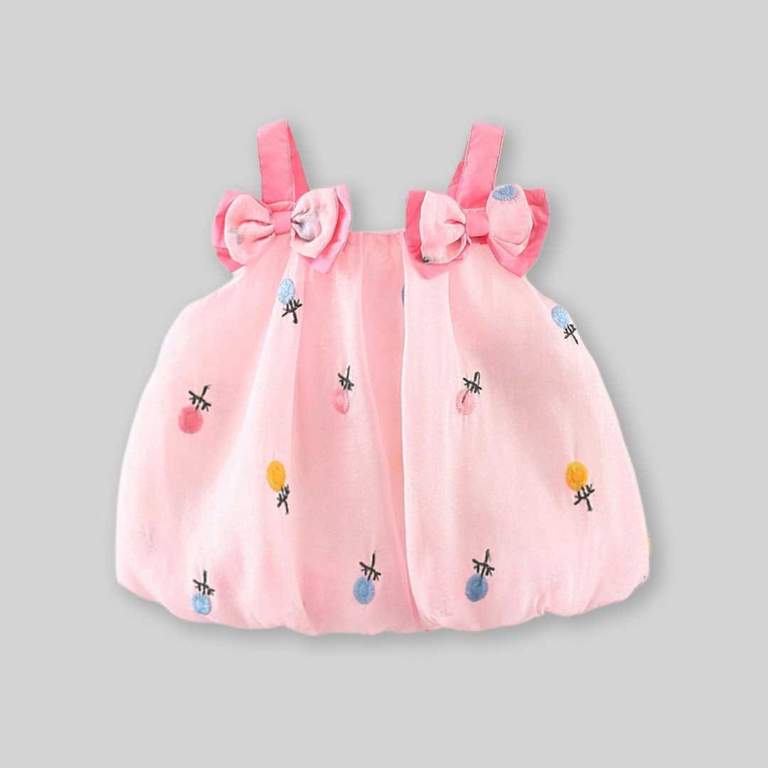 Girls Flower Print Balloon Dress Casual Dresses   