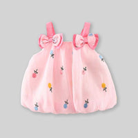 Girls Flower Print Balloon Dress Casual Dresses   