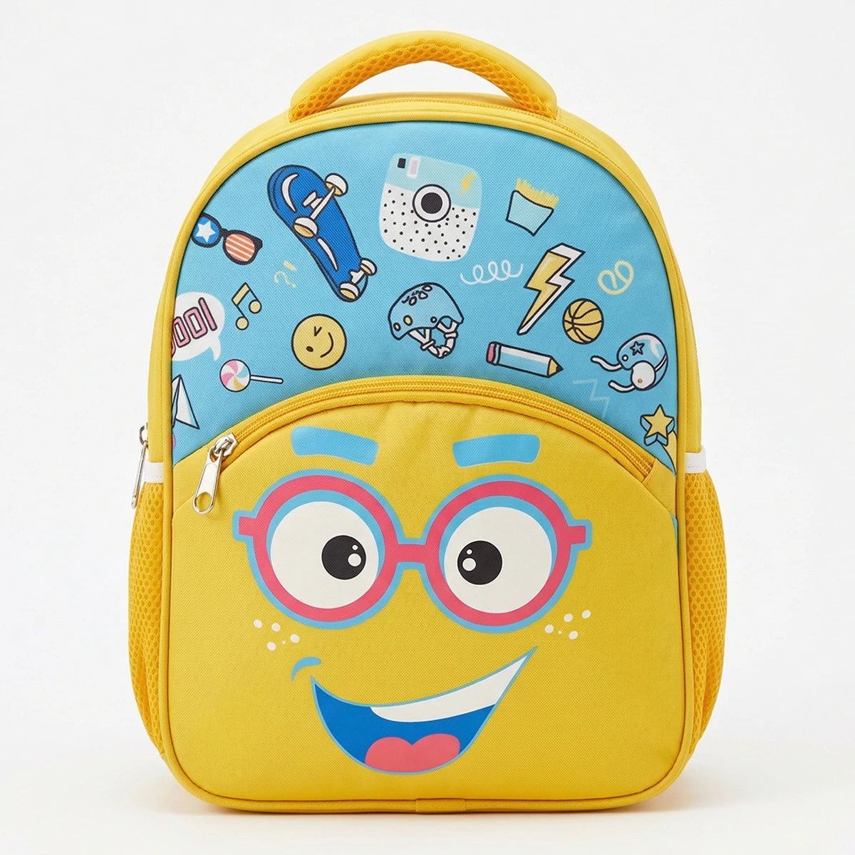 Girls Yellow Cartoon Smiley Face School Backpack Trending Accessories Yellow Onesize