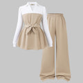 Girls Khaki Solid Long Sleeves Tunic With Pants Set 2 pc. Sets Khaki 7-8 Y