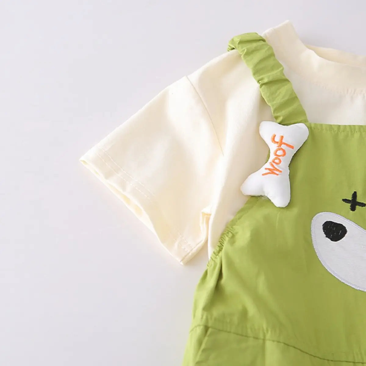 Boys Green Puppy Applique Short Sleeve T-shirt with Dungaree Sets 2 pc. Sets