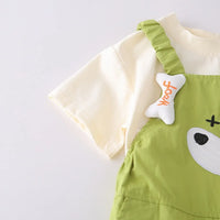 Boys Green Puppy Applique Short Sleeve T-shirt with Dungaree Sets 2 pc. Sets