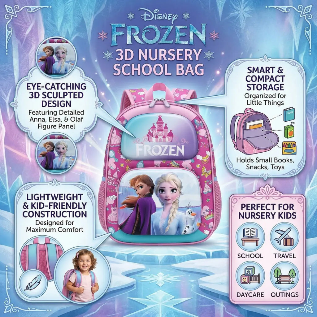 Kids Pink Frozen Character Hard-Shell School Backpack Trending Accessories