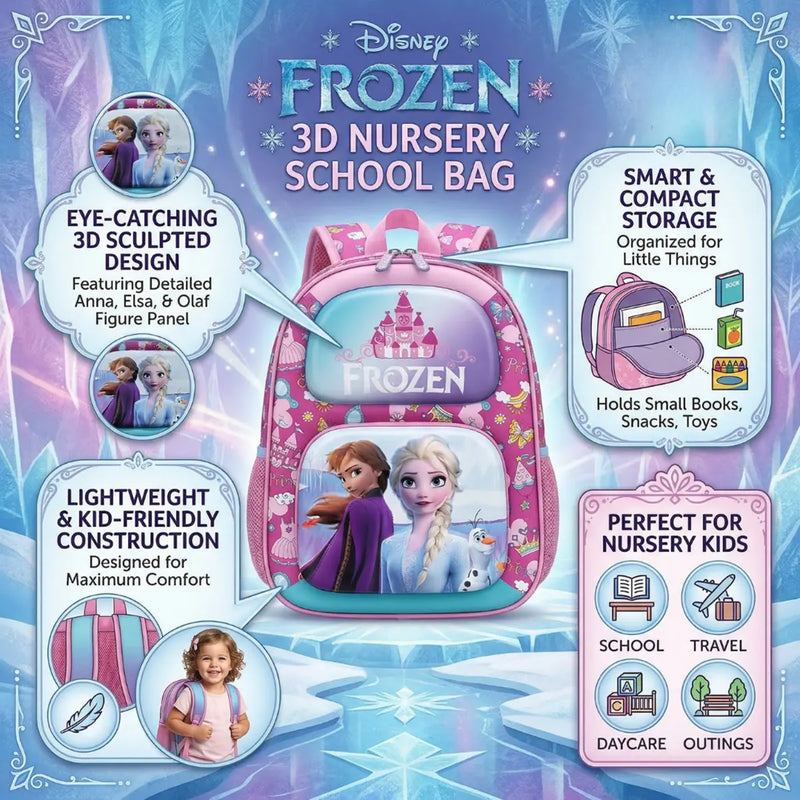 Kids Pink Frozen Character Hard-Shell School Backpack Trending Accessories