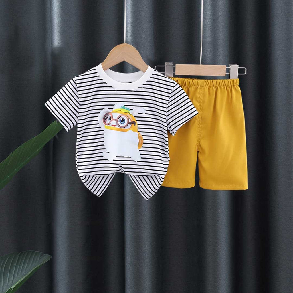 Boys Striped Short Sleeves T-Shirt With Shorts Set