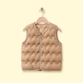 Boys Light Brown Quilted Sleeveless Jacket Coats & Jackets Light Brown 1-2 Y