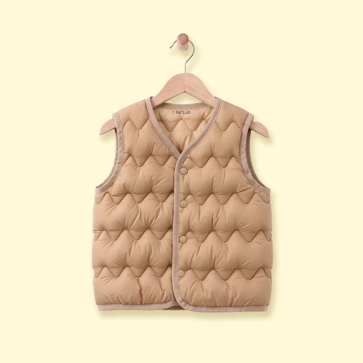 Boys Light Brown Quilted Sleeveless Jacket Coats & Jackets Light Brown 1-2 Y