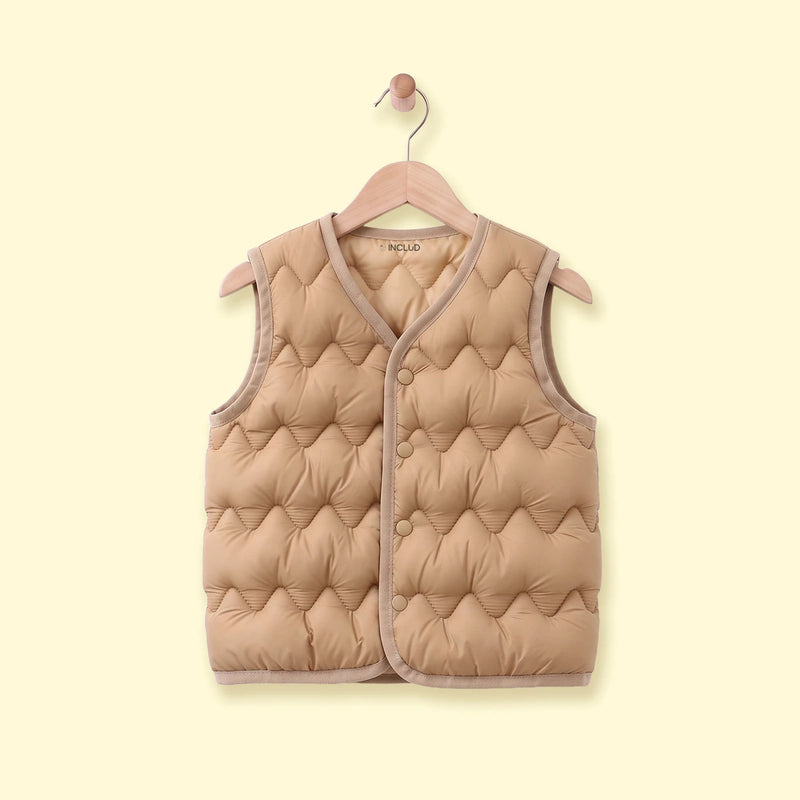 Boys Light Brown Quilted Sleeveless Jacket Coats & Jackets Light Brown 1-2 Y