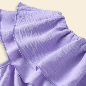 Girls Purple Ruffled One Shoulder Flared Dress Casual Dresses