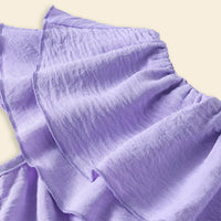 Girls Purple Ruffled One Shoulder Flared Dress Casual Dresses