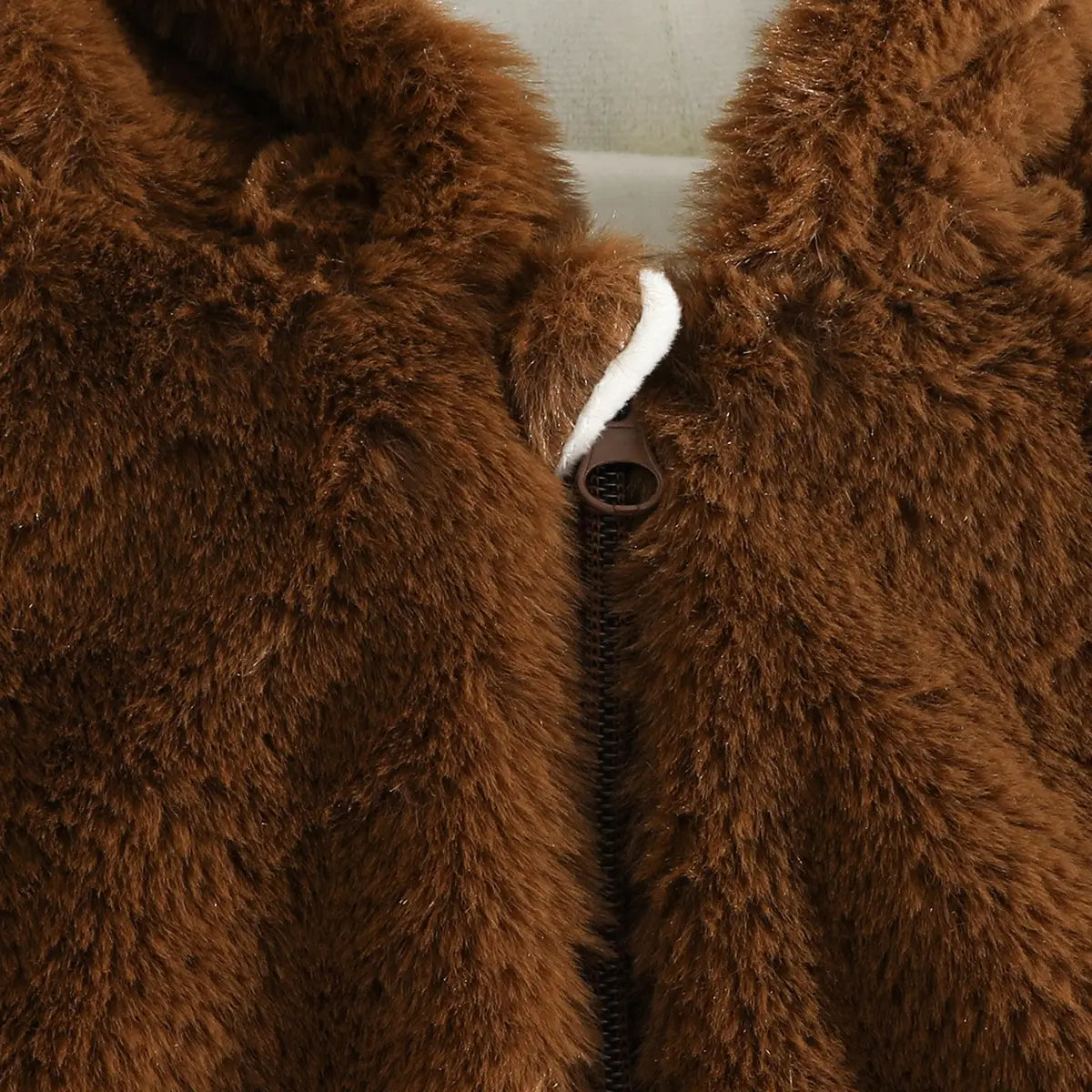 Girls Brown Polar Fleece Hooded Zipper Jacket Coats & Jackets