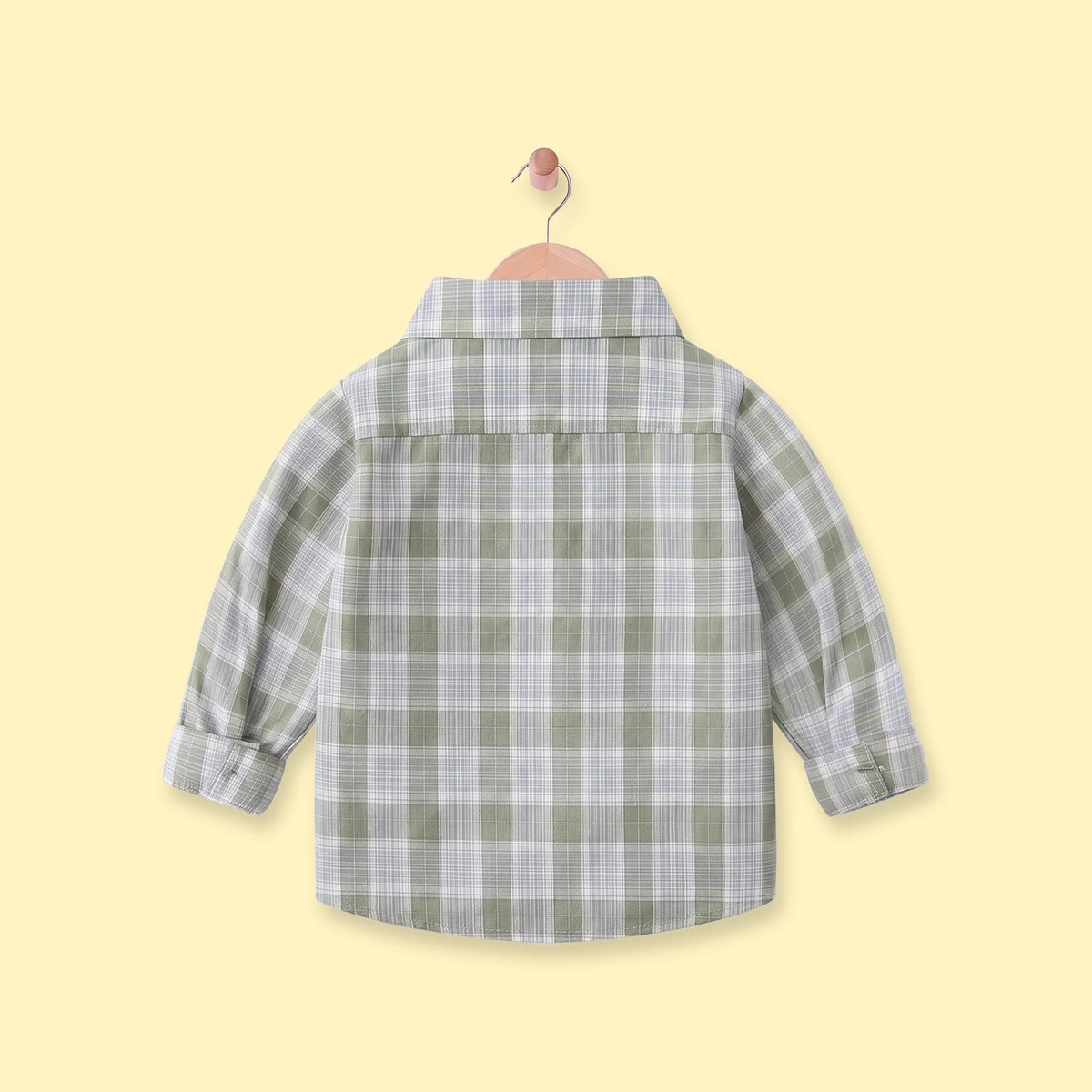 Boys Sage Green Checked Long Sleeve Shirt Shirts