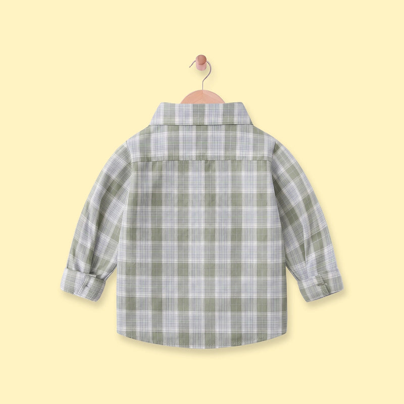Boys Sage Green Checked Long Sleeve Shirt Shirts