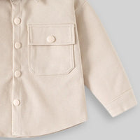 Boys Beige Textured Long Sleeve Shirt with Pocket Shirts