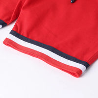 Boys Red Typographic Printed Short Sleeve T-Shirt With Drawstring Shorts Sets Sets