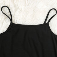 Girls Black Bodycon Dress With Sequin Lip Mesh Sheer Top Casual Dresses