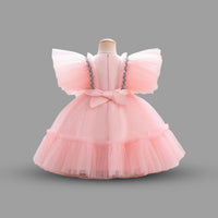 Girls Flying Sleeve Flared Party Dress Party Dresses   