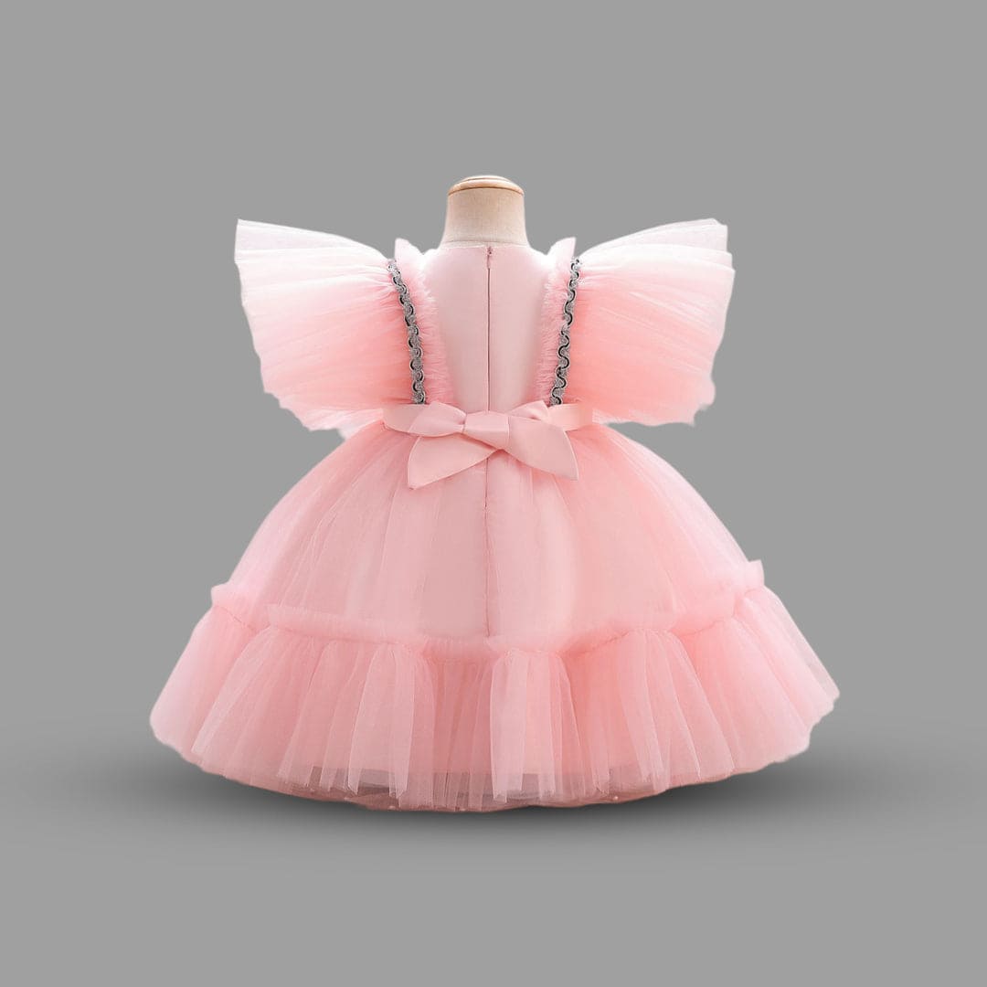 Girls Flying Sleeve Flared Party Dress Party Dresses   