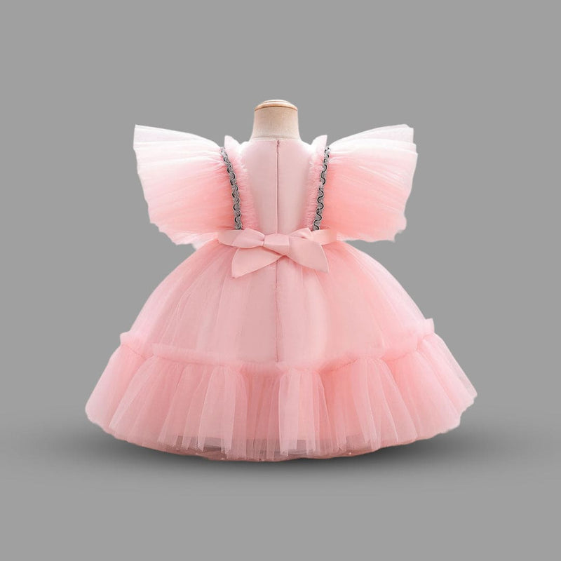 Girls Flying Sleeve Flared Party Dress Party Dresses   