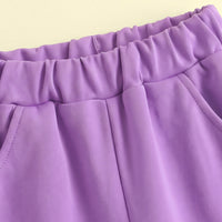 Girls Purple Embellished Sweatshirt & Pants Sets Sets