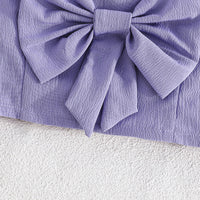 Girls Purple Sleeveless Top With Big Bow And Shorts Sets 2 pc. Sets