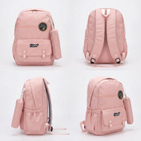 Girls Peach Pink School Backpack with Detachable Side Pouch Trending Accessories