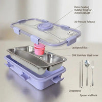 Kids Purple Stainless Steel 4-Compartment Lunch Box Trending Accessories