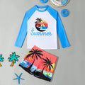 Boys Light Blue Tropical Printed Long Sleeves T-Shirt & Shorts Swimsuit Sets Sets Light Blue 7-8 Y