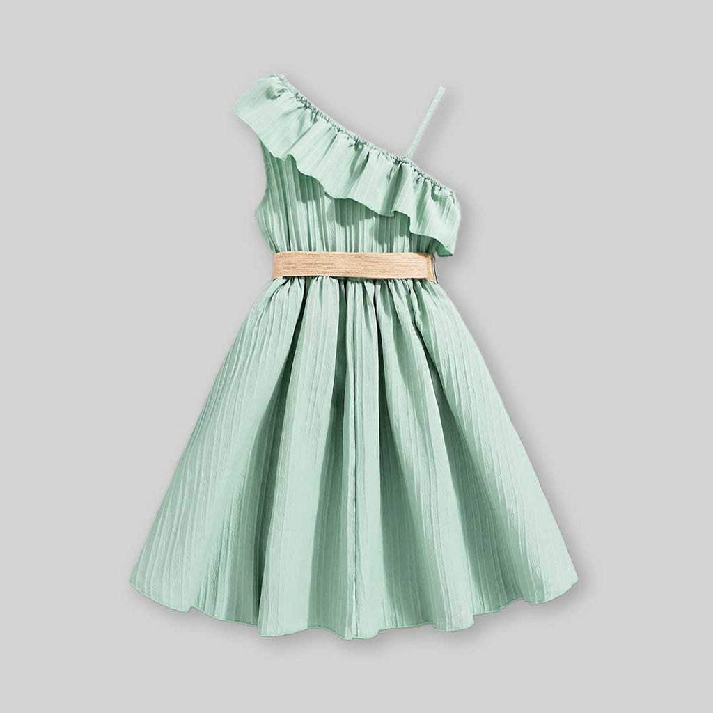 Girls One Shoulder Fit & Flare Dress Casual Dresses   