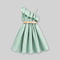 Girls One Shoulder Fit & Flare Dress Casual Dresses   