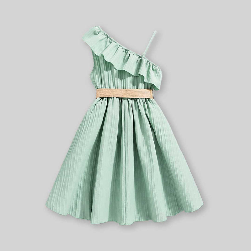 Girls One Shoulder Fit & Flare Dress Casual Dresses   