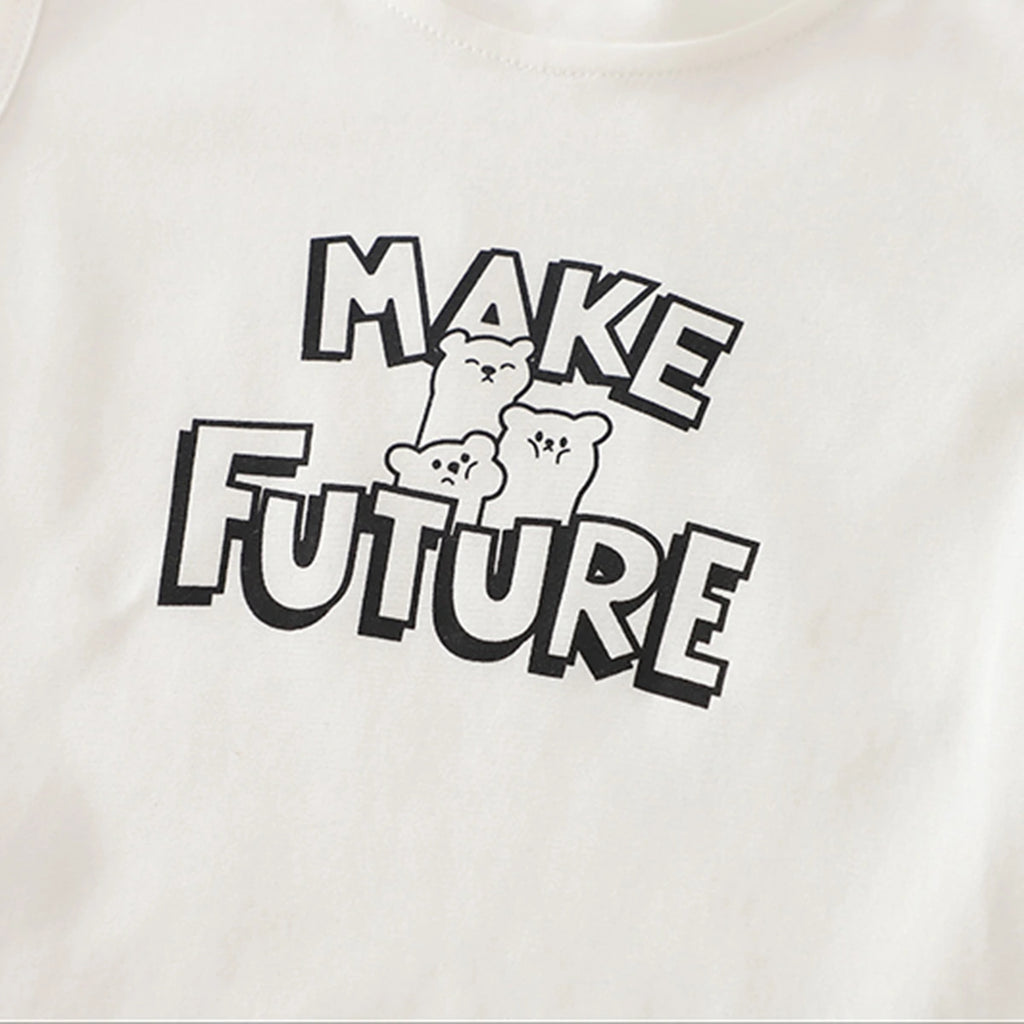Boys Brown Bear Printed Shirt With T-Shirt And Shorts Sets Sets