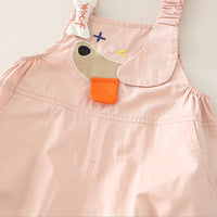 Girls Pink Embroidered Dungaree With Puppy Print T-Shirt Set Sets