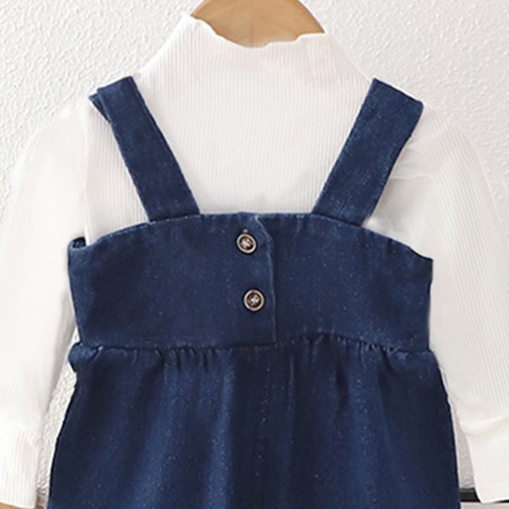 Girls Pullover with Denim Dungaree Set Sets