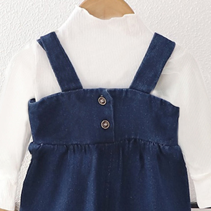 Girls Pullover with Denim Dungaree Set Sets