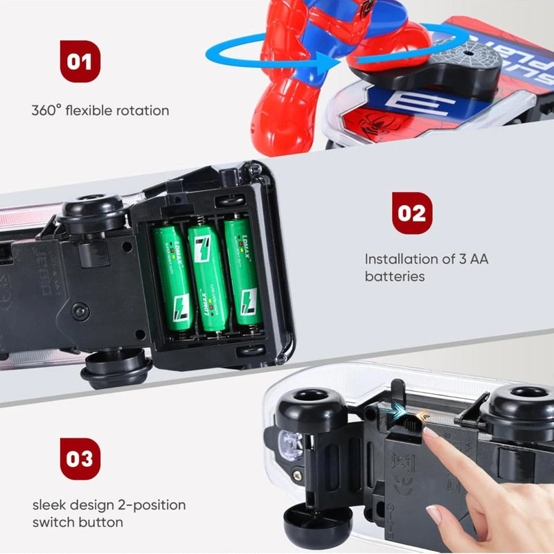 INCLUD Spiderman Skateboard Toy -Lights, Music & Action-Packed Fun Trending Accessories