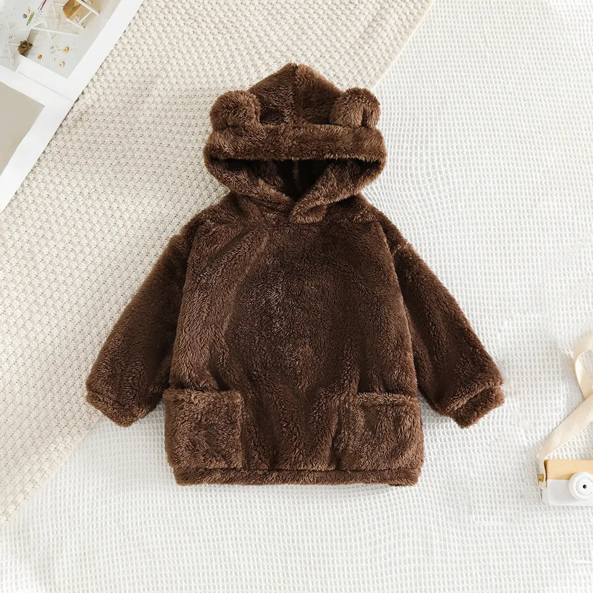 Girls Brown Polar Fleece Hooded Jacket With Jogger Co-ord Sets Sets