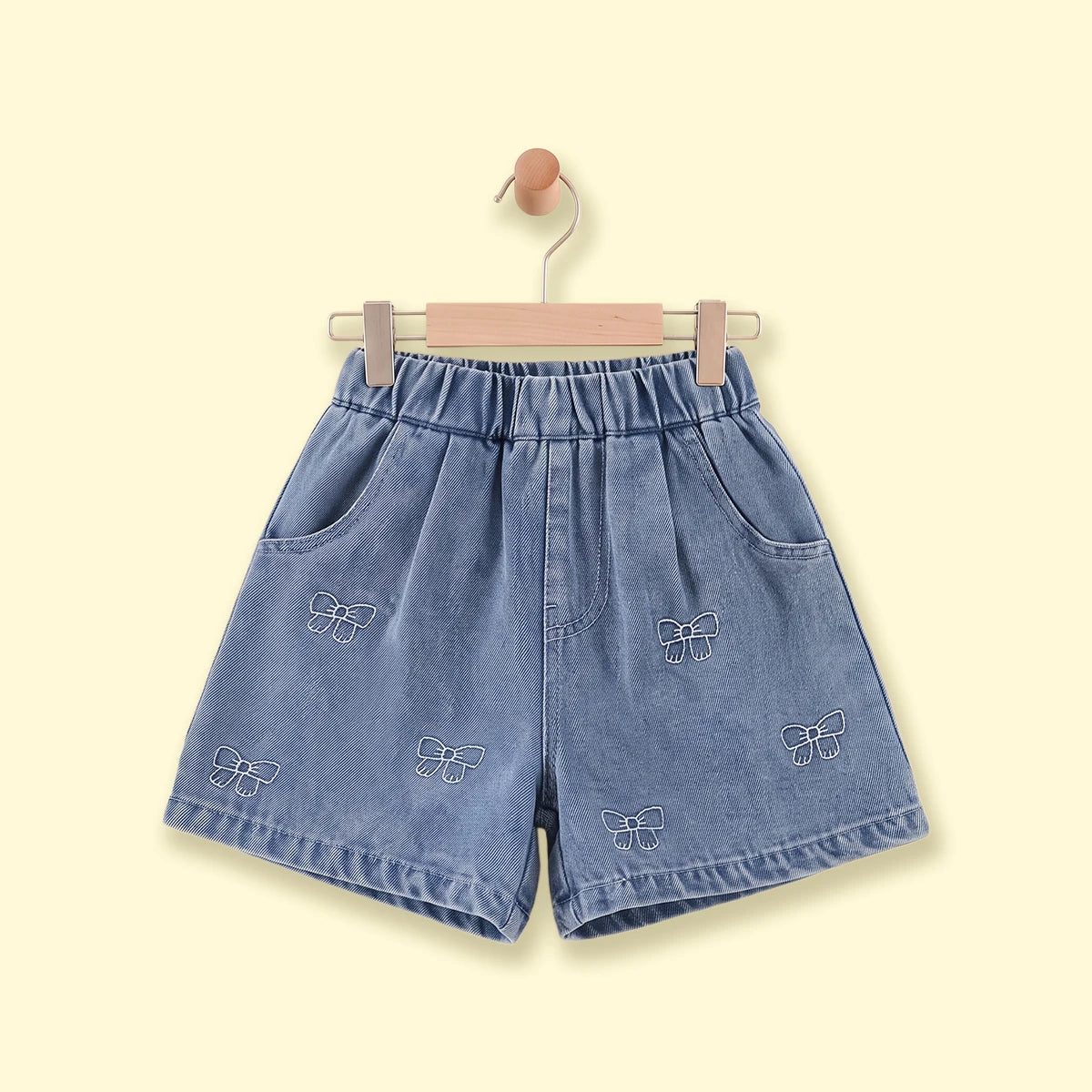 Girls Light Blue Embroidered Elasticated Denim Shorts Shorts Light Blue 3-4 Y