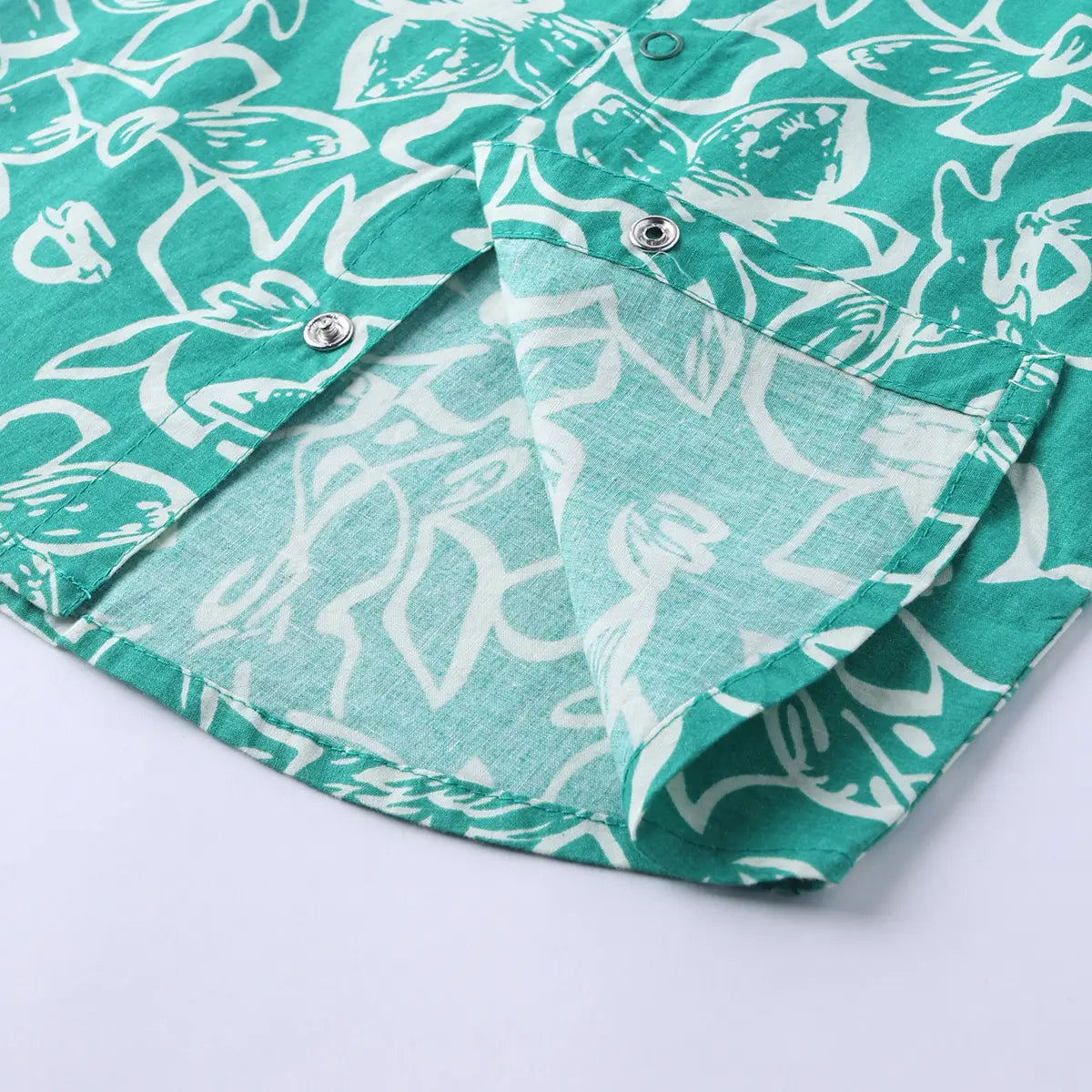 Boys Green Floral Printed Short Sleeve Shirt With Elasticated Shorts Sets Sets