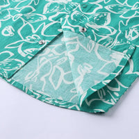 Boys Green Floral Printed Short Sleeve Shirt With Elasticated Shorts Sets Sets