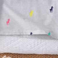 Boys Grey Horse Printed Polo T-Shirt With Shorts Set 2 pc. Sets