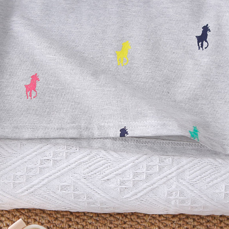Boys Grey Horse Printed Polo T-Shirt With Shorts Set 2 pc. Sets