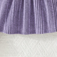 Girls Purple Self-Design Striped Long Sleeves Fit & Flare Dress With Bow Casual Dresses