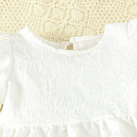 Girls White Self Designed Long Sleeves Top With Pants Set 2 pc. Sets