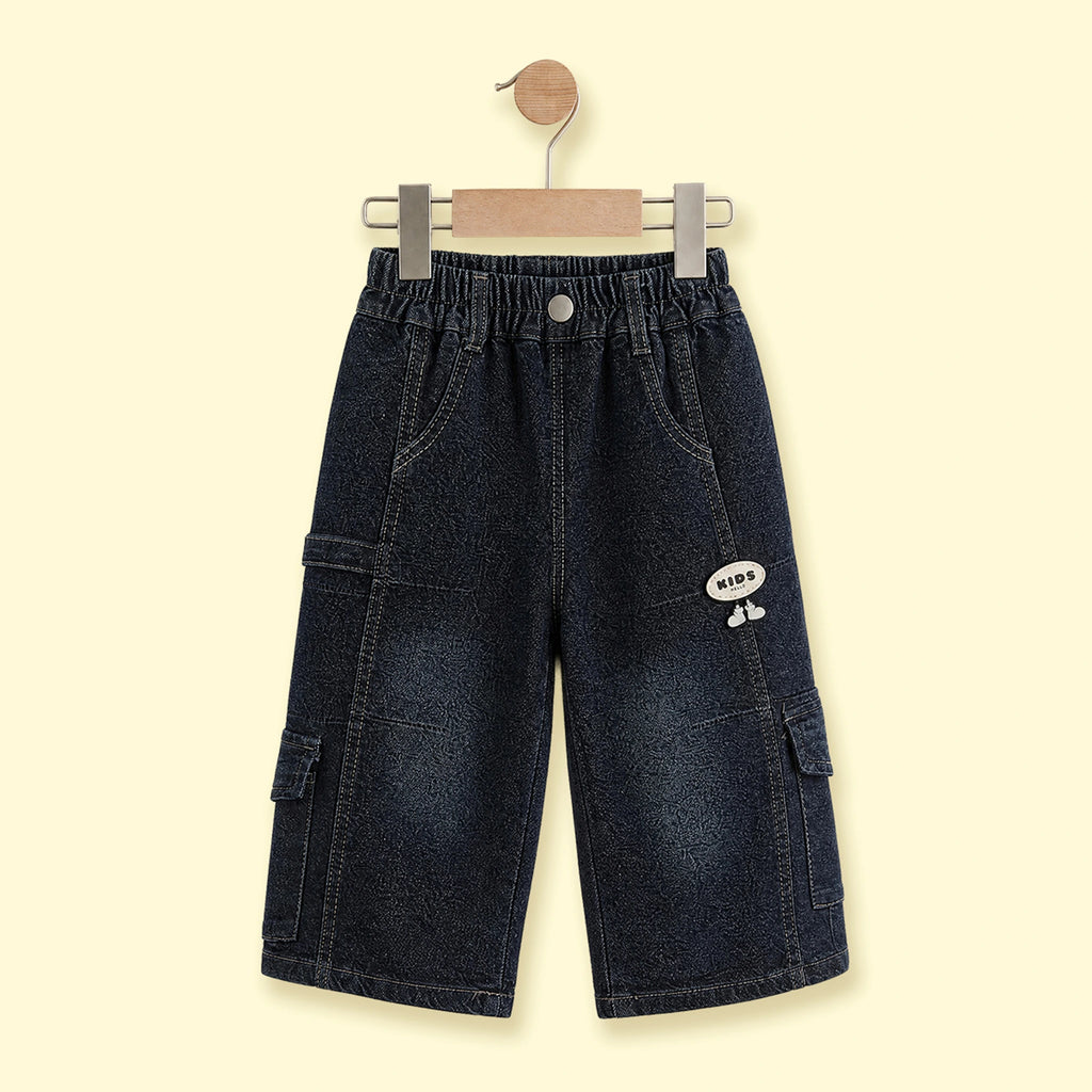 Boys Dark Blue Denim Cargo Shorts Shorts Dark Blue 2-3 Y