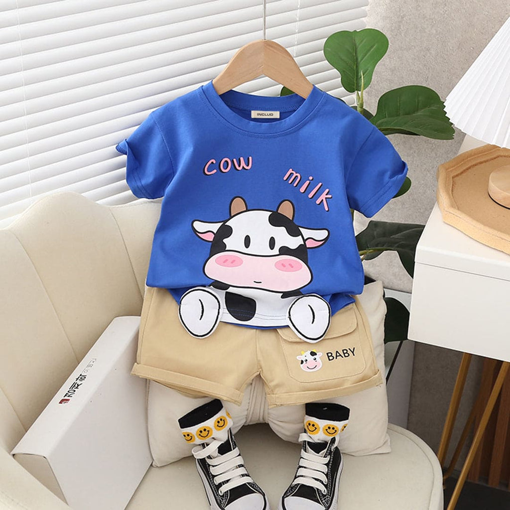 Boys Graphic Print Short Sleeves T-Shirt With Shorts