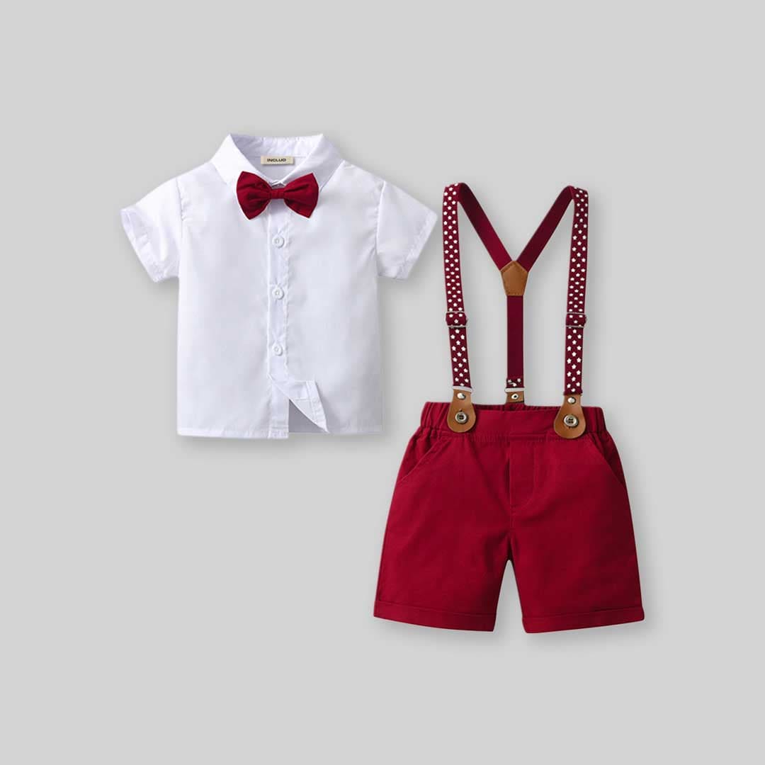 Boys Short Sleeve Shirt With Suspender Shorts Set 2 pc. Sets   