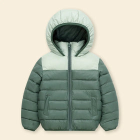Boys Green Colorblocked Hooded Puffer Jacket Coats & Jackets Green 4-5 Y