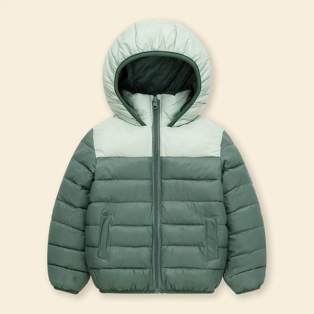 Boys Green Colorblocked Hooded Puffer Jacket Coats & Jackets Green 4-5 Y